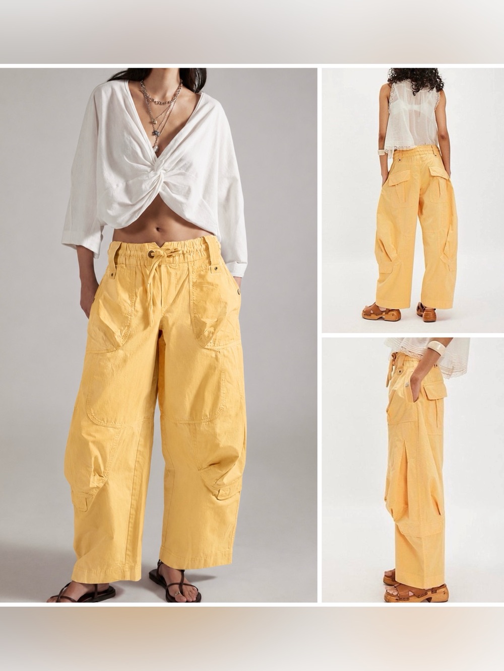 NWOT Free People We The Free Onset Pull-On Cargo Pants - Golden Orange - Medium